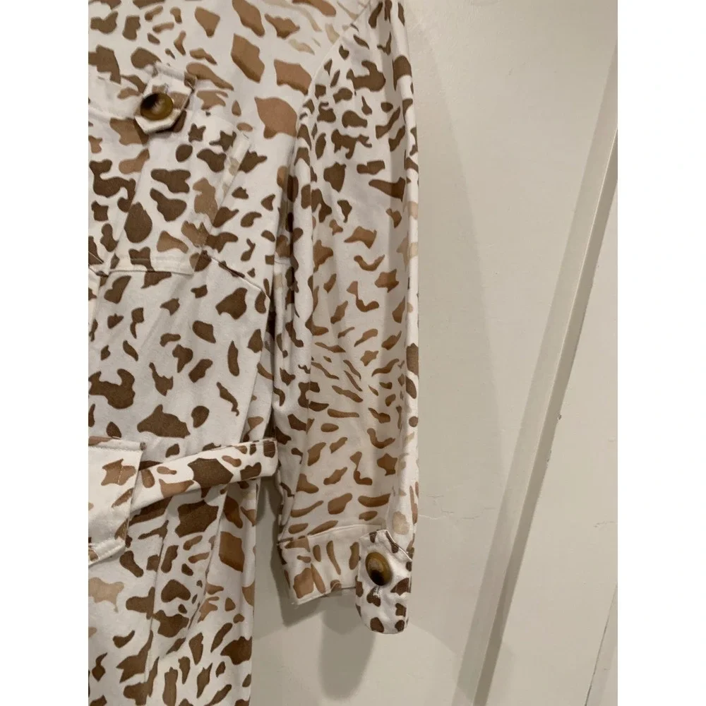 Susan Bristol Vtg Animal Print Safari Jacket Giraffe Leopard Belted Utility sz18
